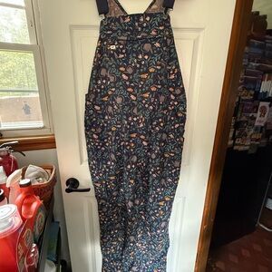 Duluth Trading Co Navy Blue Watering Cans Gardening Overalls Women’s Large 31